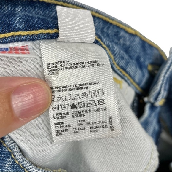 ❌SOLD❌ American Apparel | Cuffed High Waist Non-Stretch Jean Shorts Size 28 - Picture 6 of 7